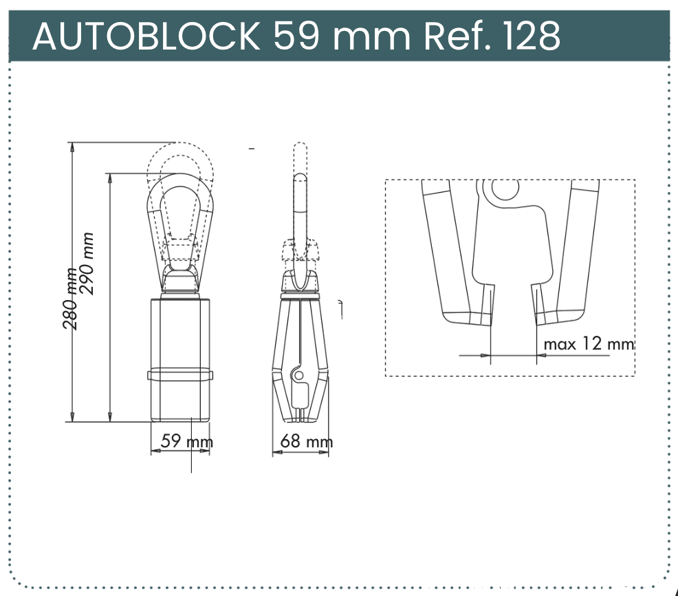 Autoblock 128 Dimensional Drawing