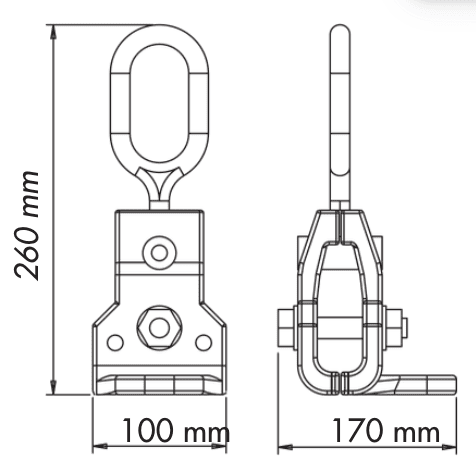 Right Angle Pull Clamp 133 Dimensional Drawing