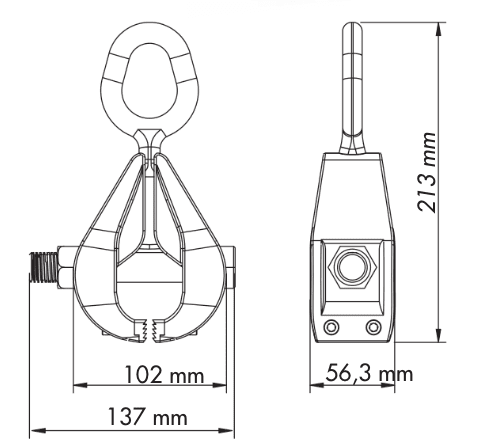 Shark Pull Clamp 120 Dimensional Drawing