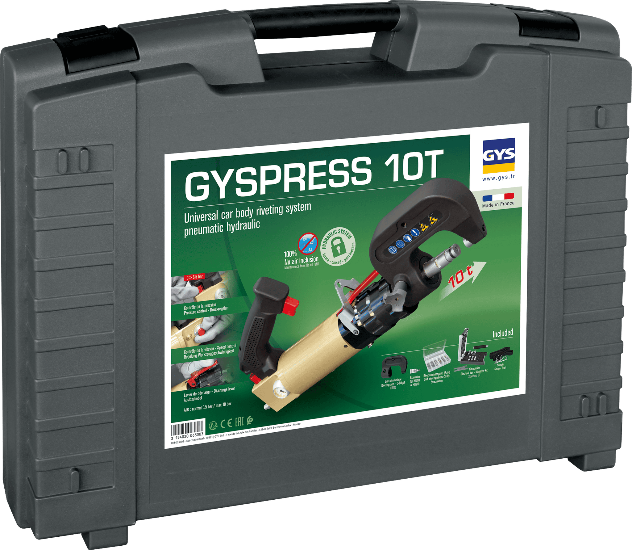 GYS GYSPRESS 10T rivet gun kit in protective case